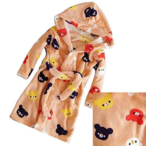 (マーシェル) Marshel バスローブ 子供 キッズ もこもこ フランネル くま柄 110cm,バスローブ,子供,