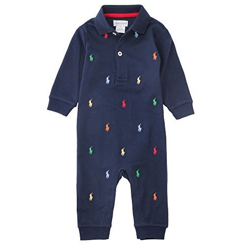 Polo Ralph Lauren/ポロ ラルフ ローレン　INTERLOCK　ONE PIECE COVERALL　長袖ロンパース　【320570117001】　（サイズ：12m、カラー：French navy） [並行輸入品],出産祝い,おしゃれ,