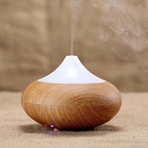 Simpeakアロマディフューザー 超音波式 加湿器100ML 空気浄化器 アロマポット7色変換LEDライト付き 木目付き 空焚き防止機能 オフィスとリビングや寝室など適用,出産祝い,ママ,