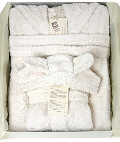 出産祝いに親子ペアのオーガニックコットン　バスローブセット　ナチュラル ギフトボックス入り(74/80(80cm)-176cm),出産祝い,ママ,