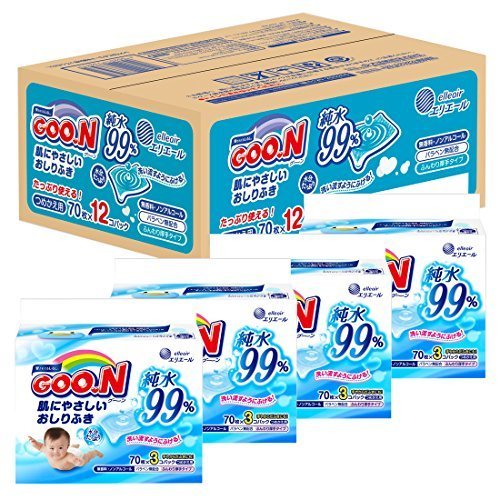 グーン 肌にやさしいおしりふき 詰替用 840枚(70枚×12個 ) 【ケース販売】,おしりふき,おすすめ,