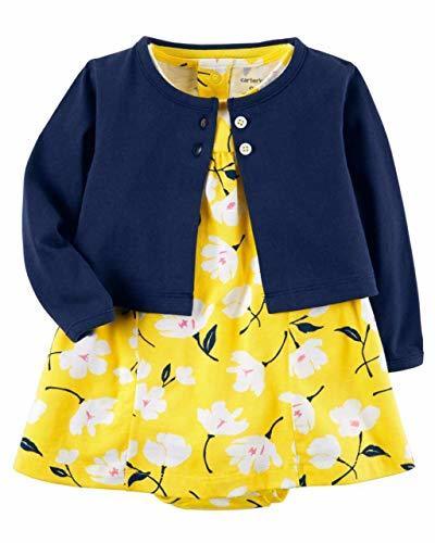 カーターズ Carter's カーディガン 半袖ロンパース ワンピース 2点セット 紺＆黄 ベビー服 女の子(9months(67-72cm)) [並行輸入品],ロンパース,