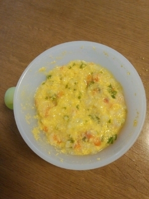 離乳食☆中期☆ ピーマンと人参の卵粥 ,離乳食,ピーマン,