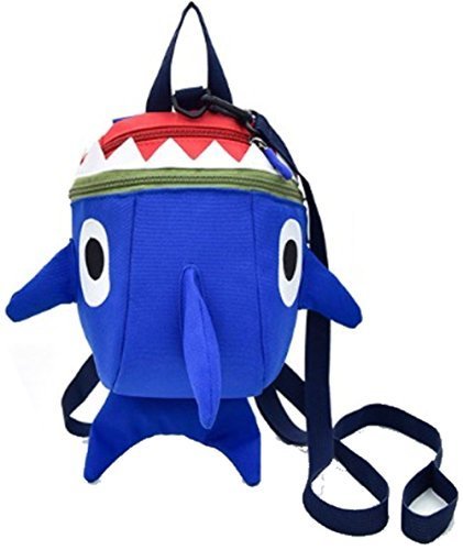 しあわせ倉庫 飛び出し防止 リード 付き クール ペンギン ベビー リュック 子供 赤ちゃん 一升餅 迷子紐 ハーネス (サメ ブルー),ベビーリュック,