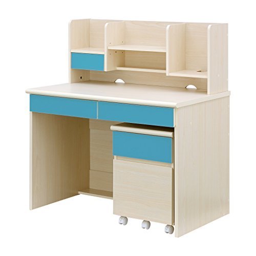 シンプルデザインで機能的なコンパクトデスク 学習机 LOOK (Newモデル・ライトナチュラル＆ライトブルー),小学校,入学祝い,プレゼント
