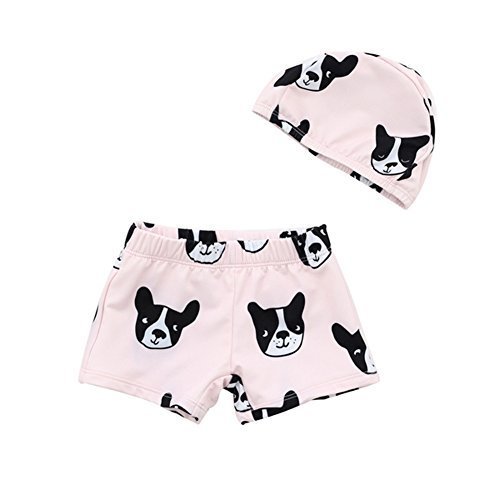 Spinas（スピナス） ベビー キッズ 帽子付き 水着 女の子 男の子 わんわん柄 ボストンテリア かわいい おしゃれ 水着 ワンピース 80cm~120cm,赤ちゃん,水着,