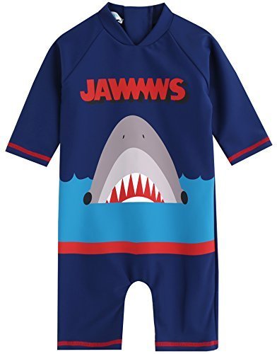 [Vaenait Baby] 0-24ヶ月UVカット ラッシュガードベビー子供男の子長袖ワンピース水着 Baby Jaws King S,赤ちゃん,水着,