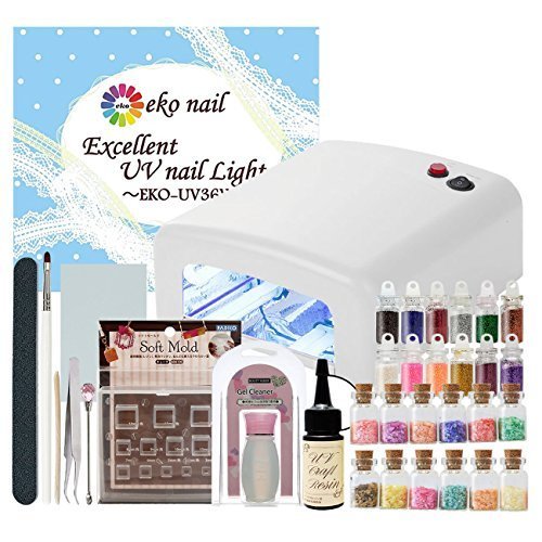 UVレジン基本の道具と材料が揃ったスターターキット【UVライト36W・キューブ型付34点セット】,スマホケース,手作り,