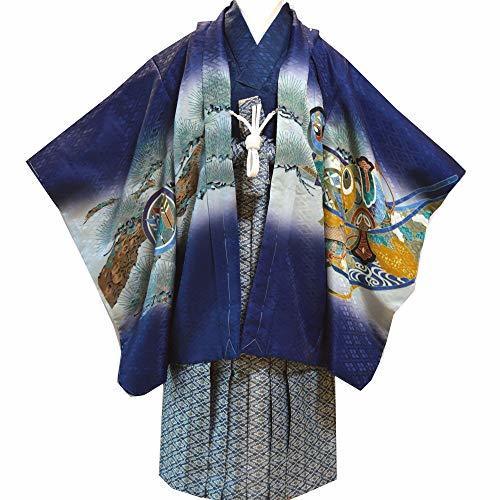 HESAKA[ヘサカ] 七五三 着物 男の子 5歳 紋付 袴 フル セット 紋付袴 トータル 13点 五歳 8タイプ/18(紺・兜に軍配),七五三,男の子,