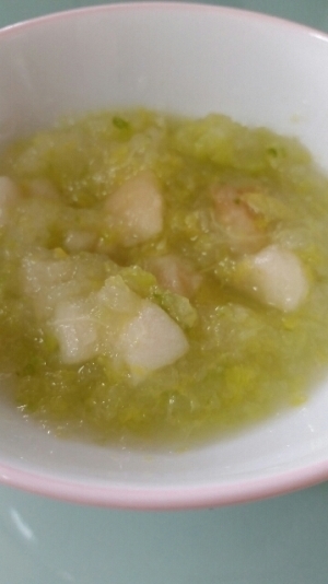 離乳食初期～中期だいこんと白菜と焼き麩のだし煮,白菜,離乳食,