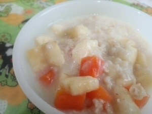 バナナと人参のオートミールミルク☆離乳食,離乳食,オートミール,