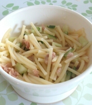 離乳食後期〜☆ツナと胡瓜のパスタサラダ,離乳食,きゅうり,