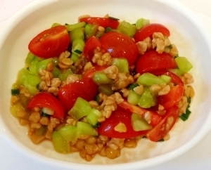 トマトときゅうりの納豆和え☆離乳食後期から,離乳食,きゅうり,