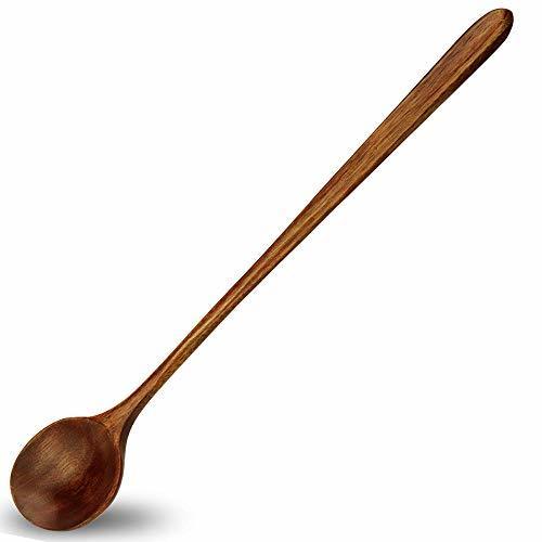 スプーン 27.7cm 塊木から掘り出した接着剤なしかき氷スプーン AOOSY天然木製調理用長いスプーン 抗菌性が強い漆塗りロングスプーン 長柄の攪拌スプーン 煮物 鍋 麻婆豆腐 取り分けスプーン スープスプーン,離乳食初期,魚,