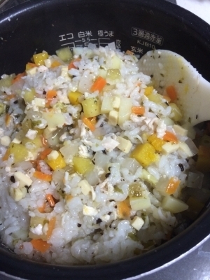 《離乳食 中期〜》炊飯器で簡単おじや,離乳食,わかめ,