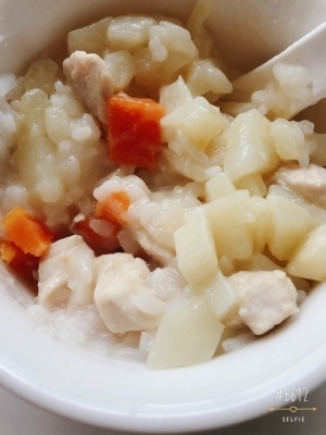 離乳食〜後期〜鶏肉とじゃがいもの豆乳リゾット♡,離乳食,豆乳,