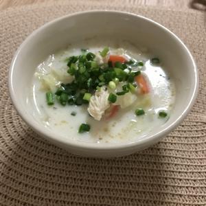 離乳食完了期の取り分けに♪ささ身と豆乳の春雨スープ,離乳食,豆乳,