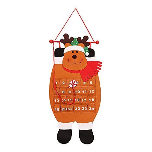 ポケット付き クリスマス アドベント カレンダーファブリックキッズ壁掛けカウントダウンデコレーション エルク,クリスマス,アドベントカレンダー,