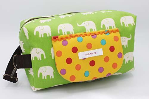 消臭タグつき お尻ふき内蔵型 おむつポーチ オムツポーチ ぞうグリーン ハグハグ(hug*hug),おむつポーチ,