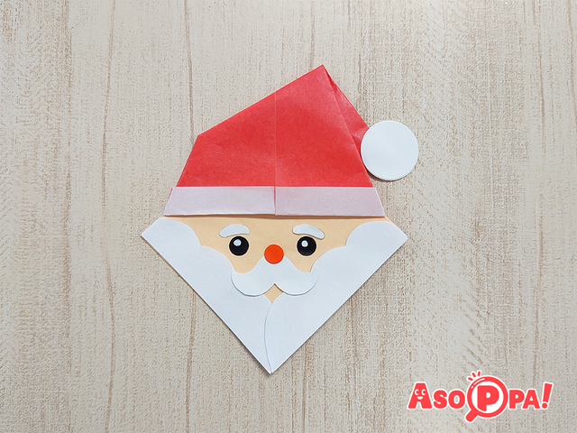 サンタクロースの顔,クリスマス,折り紙,