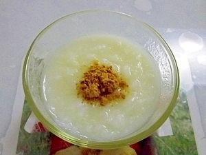 離乳食初期◎たまねぎ入りきな粉がゆ,離乳食,玉ねぎ,