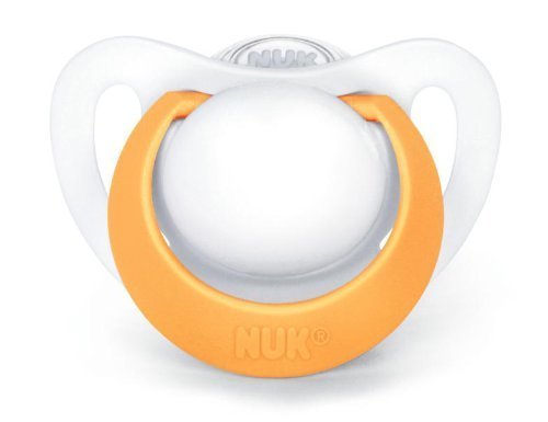 NUK おしゃぶり・ジーニアス(キャップ付き) S シリコーン オレンジ【ママの乳首を再現】OCNK0230101,おしゃぶり,寝かしつけ,