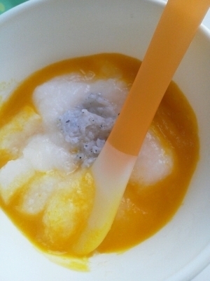 離乳食初期★かぼちゃしらすがゆ,しらす,離乳食,初期