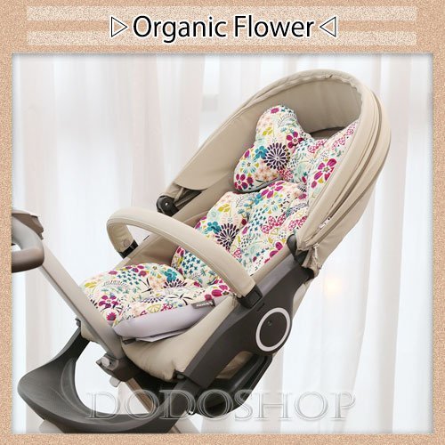 ベビーカーシート 、ベビーカークッション, チャイルドシート, オーガニックフラワー,ベビーカー,シート,