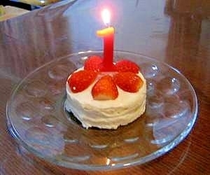 ヨーグルトとパンで簡単！1歳誕生日ケーキ,1歳,誕生日ケーキ,