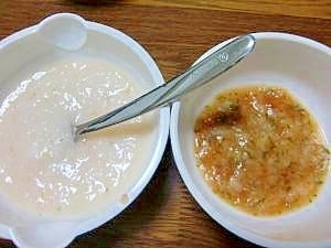 簡単離乳食!トマトとチンゲンサイとふのおかゆ,離乳食,麩,