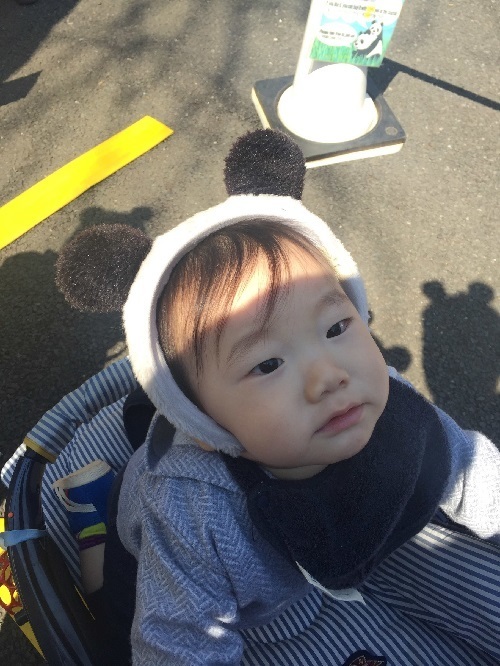 パンダを見学する赤ちゃん,上野動物園,