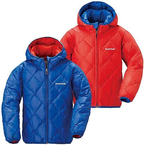 (モンベル)mont-bell リバーシブル ダウンパーカ キッズ 100-120 1101488 RBRD ロイヤルブルー/レット 110,キッズ,ダウン,