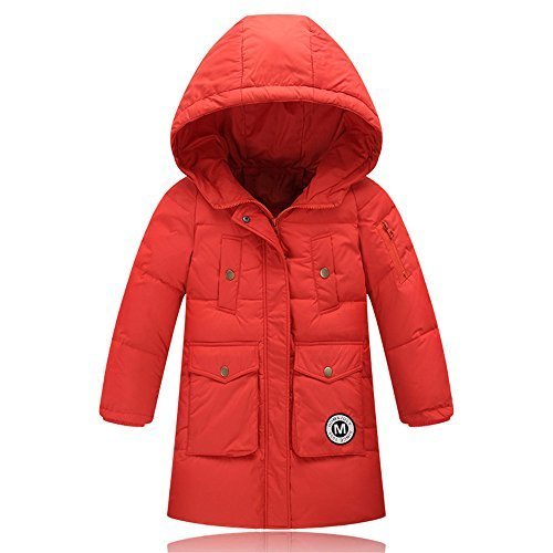 【LHT shop】ダウンジャケット ダウンコート キッズコート 女の子 ガールズ ダックダウンコート 子ども冬服 フート付き ロング丈 かわいい 110cm～160cm wy07-bbxx-16809(160 オレンジ ),キッズ,ダウン,