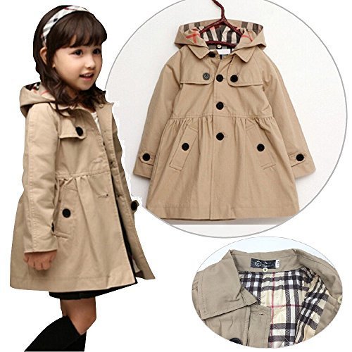(エアナスコレクション) Eanas Collection おしゃれな 女の子に ぴったり キッズ用 トレンチ コート 子供 アウター コート 防寒着 (150cm, B. アプリコット),キッズ,アウター,