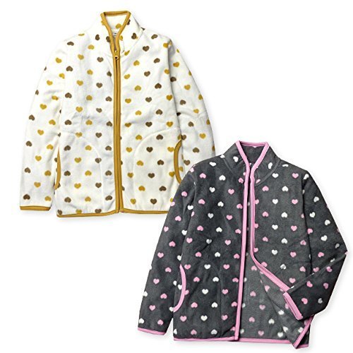 子供服 女の子 アウター フルジップ ジャケット マイクロフリース ハート柄 ネームタグ付 女児 キッズ (1.アイボリー/110cm),キッズ,アウター,
