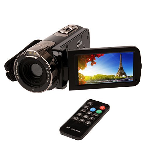 （inkint）フルハイビジョンビデオカメラ 2400万画素 1080P 16倍デジタルズーム 270度回転 ナイトビジョン機能 リモコン SDカード（最大32GB） ブラック,デジタル,ビデオ,カメラ