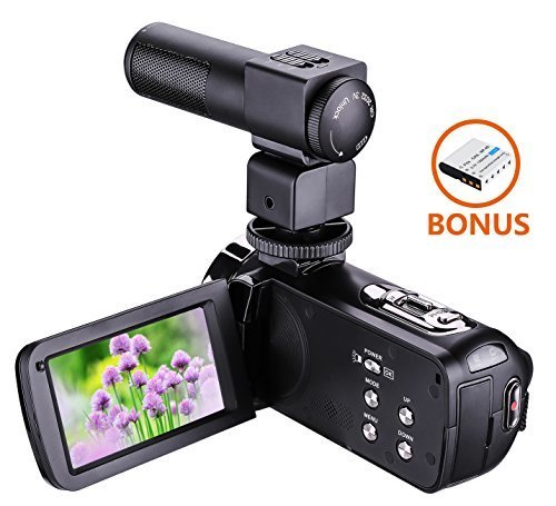 ZHILY フルハイビジョンビデオカメラ デジタルHDビデオカメラ 2400万画素 1080P 16倍デジタルズーム 3.0インチLED液晶スクリーン SDカード（最大32GB) 270度回転ナイト・ビジョン機能 リモート-コントロール ビデオカメラ用外部マイク付き,デジタル,ビデオ,カメラ
