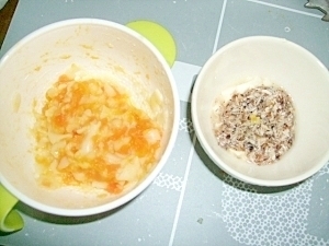 ゆっくり離乳食後期ёくたくたカボチャとマカロニ,離乳食,11ヶ月,