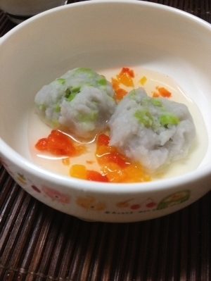離乳食☆里芋と枝豆のお団子スープ,離乳食,枝豆,
