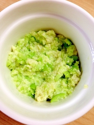 離乳食☆高野豆腐と枝豆のすりつぶし,離乳食,枝豆,