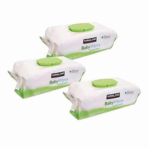 カークランドシグネチャー ベビーワイプ (乳幼児用お尻ふき) 無香料タイプ 大判 100枚入り 【気軽に試せるお試しパック】 3個セット,おしりふき,おすすめ,