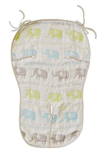 サンデシカ 6重ガーゼ ベビーカーシート (保冷剤ポケット付き) ぞう【日本製】【綿100%】【洗うたびふわふわ】 5135-9999-04,ベビーカー,シート,クッション