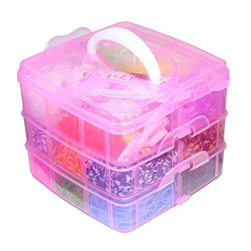 わくわくルーム 三段DX ゴムバンド16色4400本入 かんたんルーム遊び方付き,100均,手作り,アクセサリー