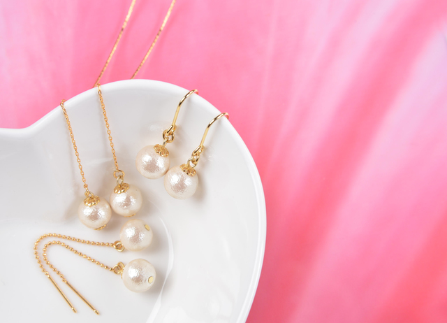 コットンパール アクセサリー,イヤリング,作り方,