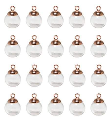 ADEA ガラスドーム キャップ付 ピアス チャーム レジン ホビー用 パーツ 20個セット (12mm, ピンクゴールド),イヤリング,作り方,