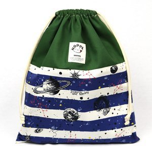 しましまspace ネイビー 巾着 L,着替え袋,