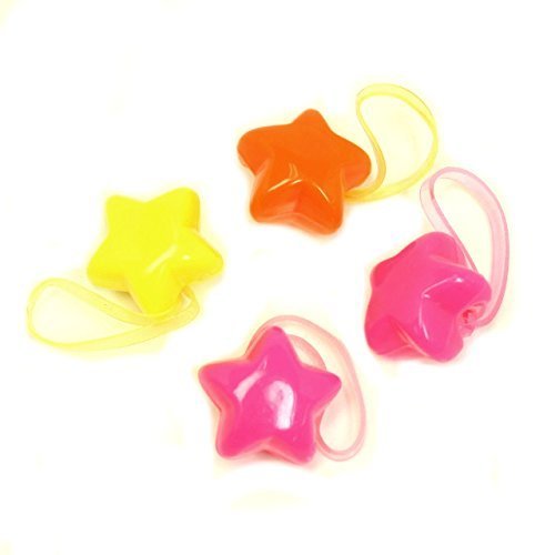 ネオンカラースターシリコンゴムポニー4個セット 星【C20-06】キッズ ガールズ ヘアゴム ジュニア 子ども 女の子,赤ちゃん,ヘアゴム,