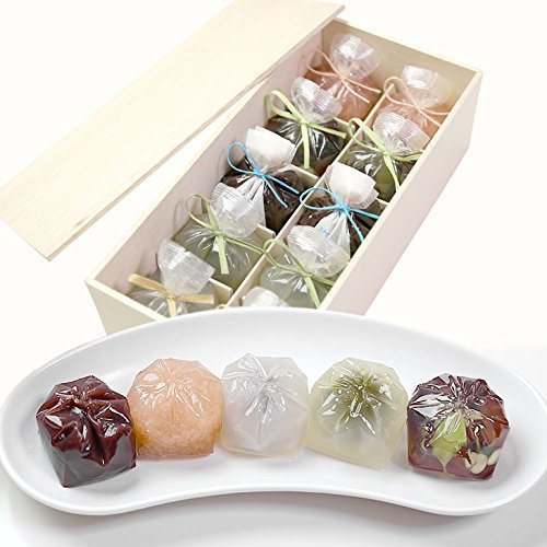 【送料無料】　夏　お試しセット　木箱入　【恋桜】【せせらぎ】【葛まんじゅう（抹茶）】【葛まんじゅう（小豆）】【塩水羊羹】各2個　ひとくちサイズのかわいい京都の和菓子,お見舞い,手土産,