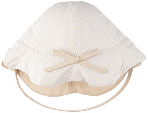ひもがはずせるリバーシブルピケハットUV ベージュ×ベージュストライプ S,新生児,帽子,
