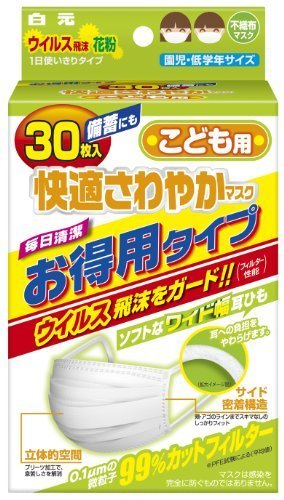 (PM2.5対応)サニーク 快適さわやかマスク 子供用 30枚入,子供用,マスク,